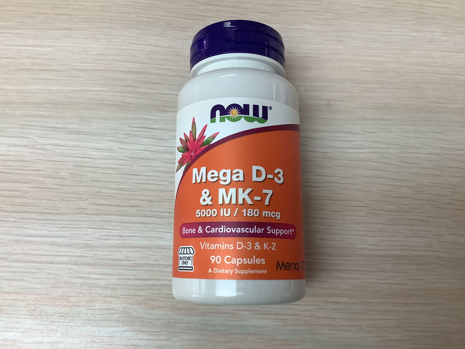 NOW MEGA VITAMIN D3 &amp; MK7 (K2) 5000 IU / 180 MCG 90 CAPS (IN-STORE ONLY)