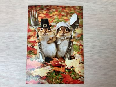 AVANTI CHIPMUNK COUPLE THANKSGIVING CARD