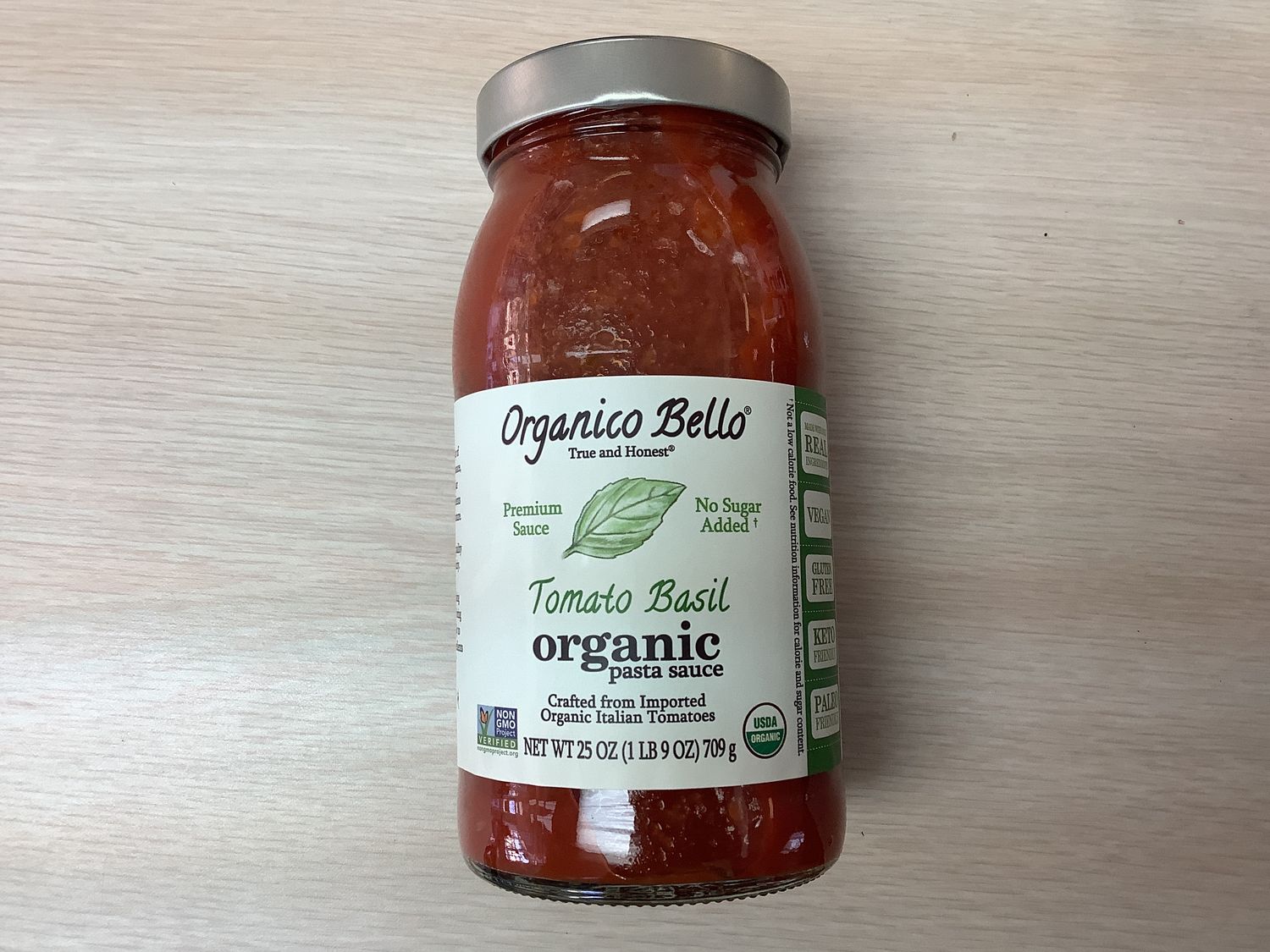 ORGANICO BELLO SAUCE PASTA TOMATO BASIL ORGANIC 25 OZ