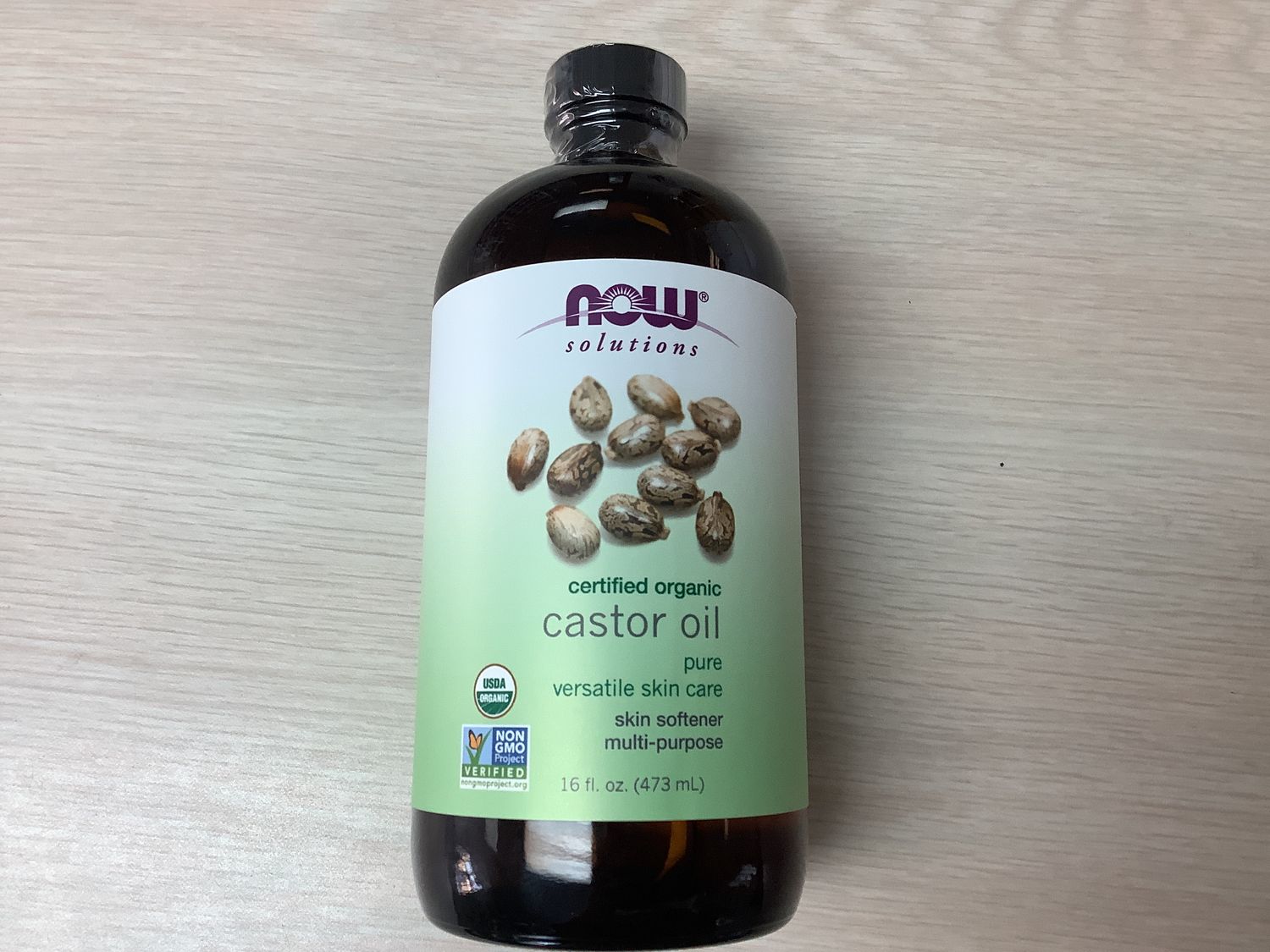NOW CASTOR OIL ORGANIC GLASS BOTTLE 16 Oz
