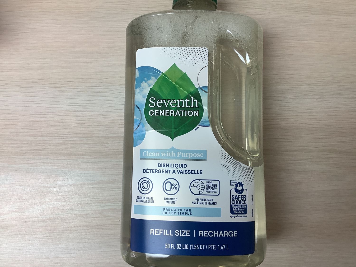 SEVENTH GENERATION Dish Liquid Free &amp; Clear 50 oz