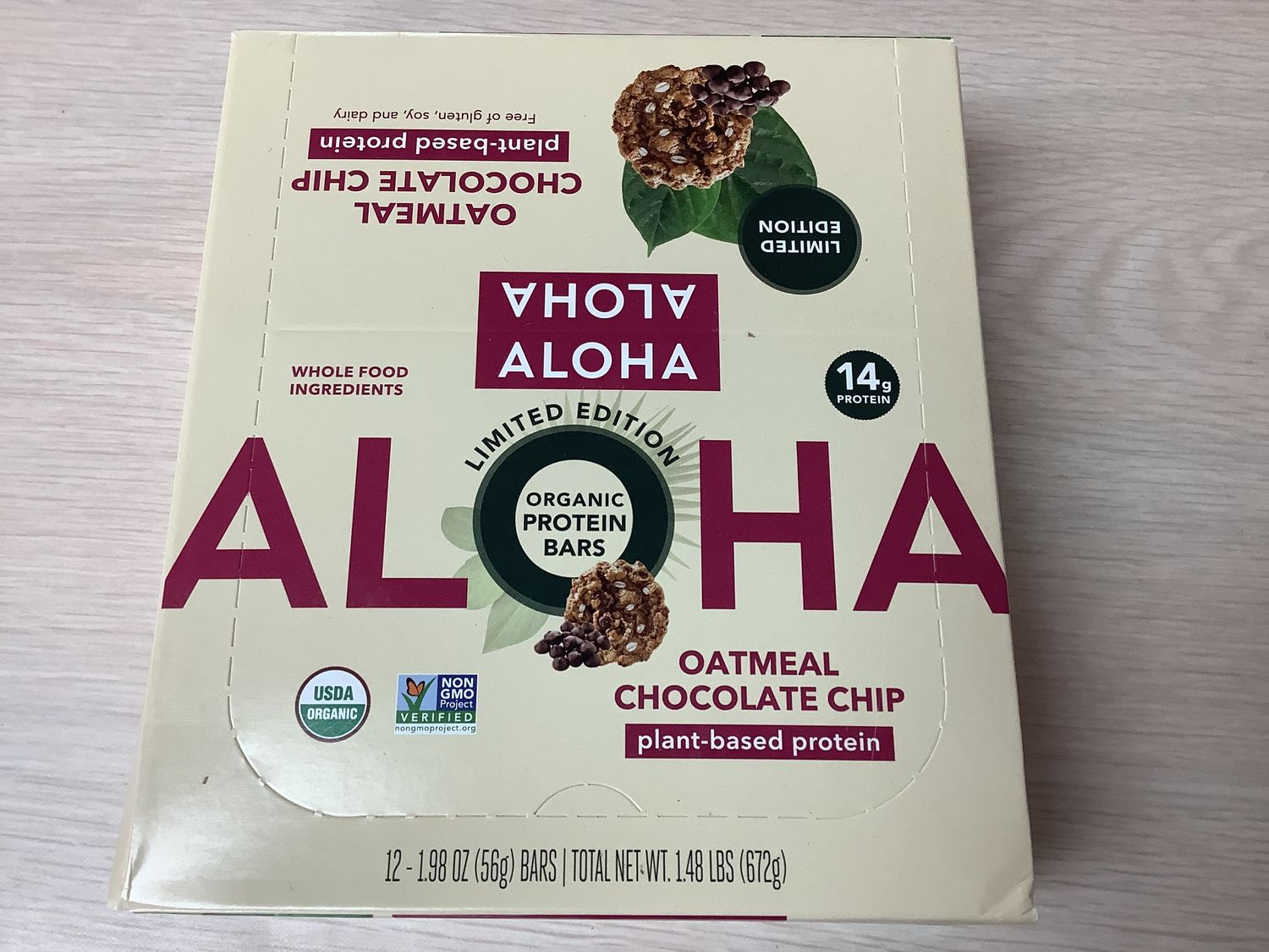 ALOHA OATMEAL CHOCOLATE CHIP PROTEIN BAR BOX OF 12