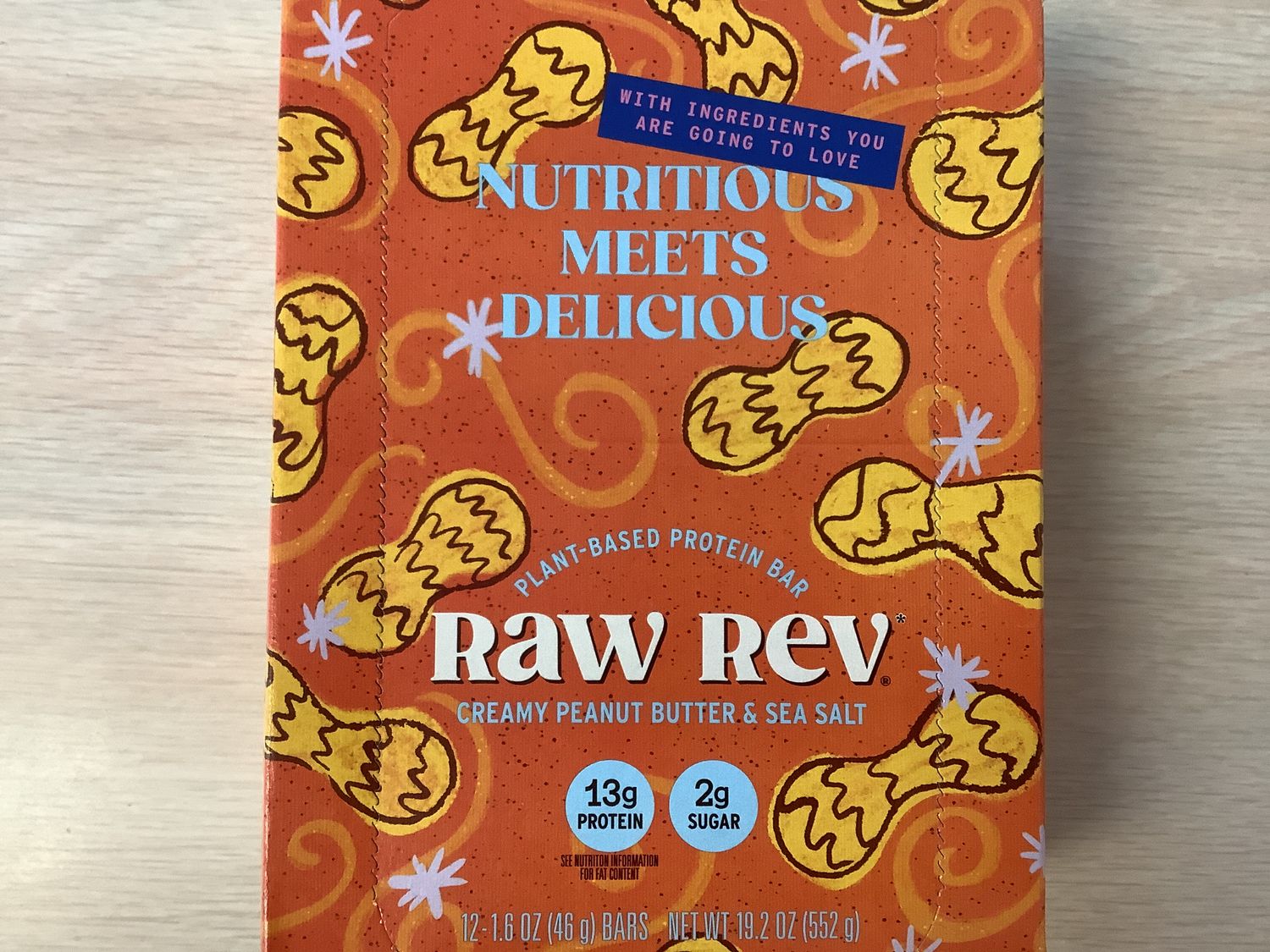 RAW REV GLO BARS BOX OF 12, Color: CREAMY PEANUT BUTTER &amp; SEA SALT
