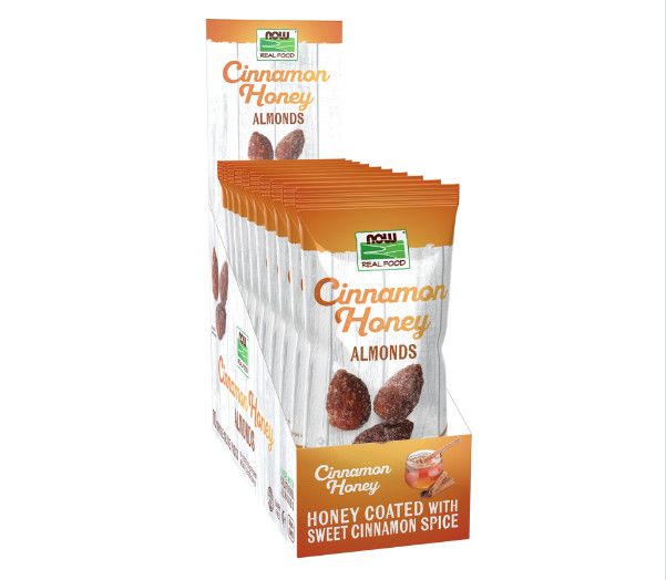 NOW ALMONDS CINNAMON HONEY BOX OF 10 Single-Serve Packs