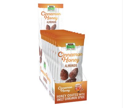 NOW ALMONDS CINNAMON HONEY BOX OF 10 Single-Serve Packs