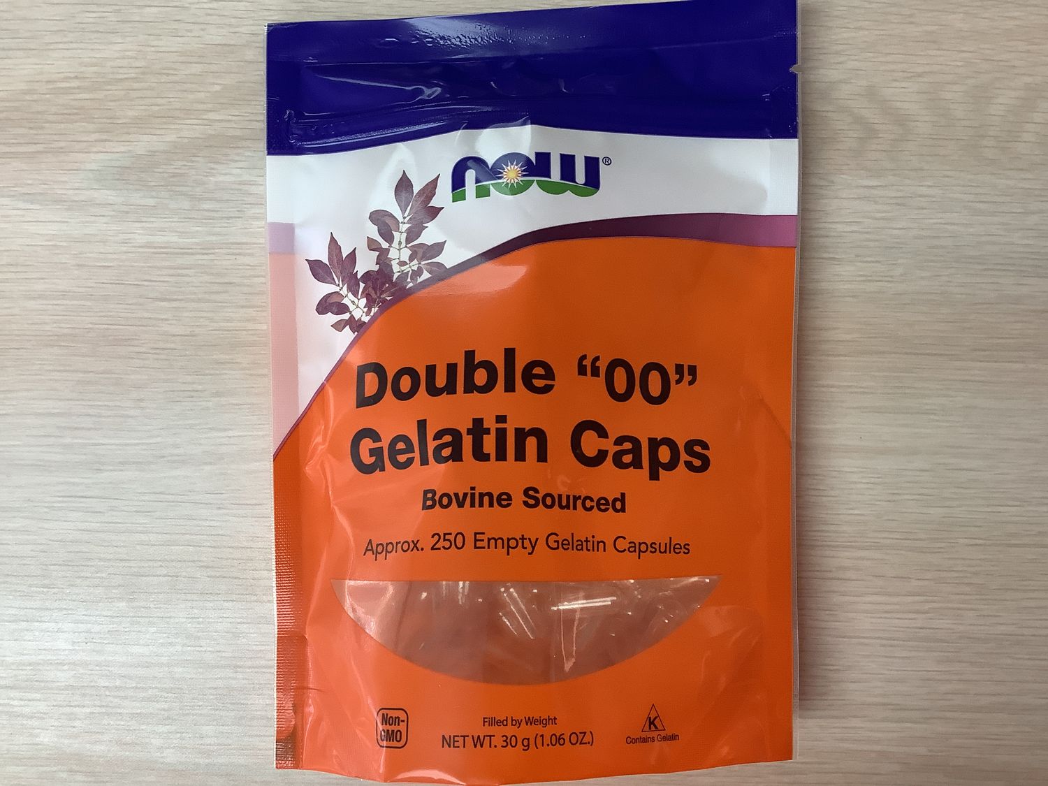 NOW EMPTY GEL CAPS &#39;00&#39; 250 CAPS