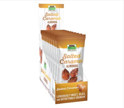 NOW ALMONDS SALTED CARAMEL BOX OF 10 Single-Serve Packs