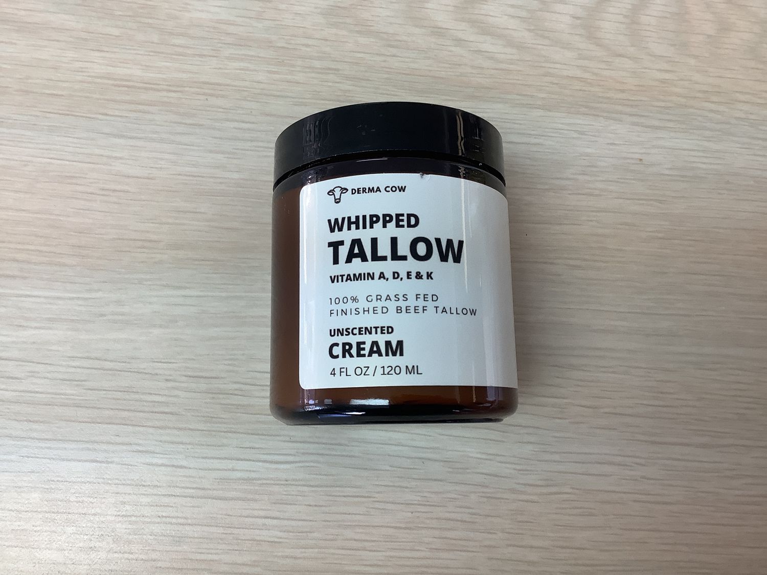 DERMA COW Whipped Tallow Cream 100% Grass Fed Beef Tallow Cream 4 oz