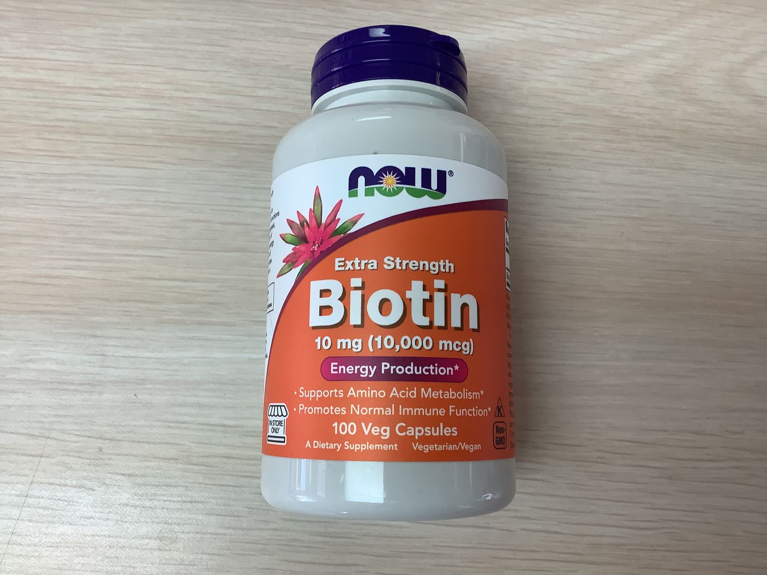 NOW BIOTIN 10MG (10,000mcg) 100 VCAPS (IN-STORE ONLY)