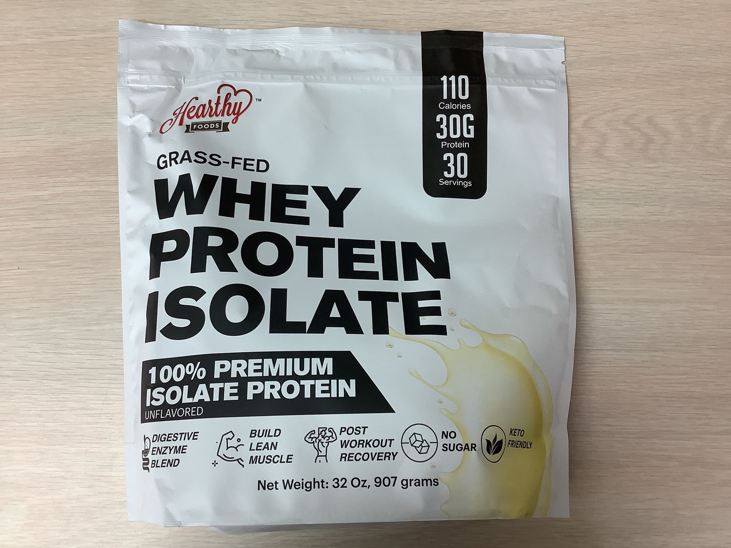 HEARTHY FOODS Whey Protein Powder Isolate Unsweetened 32 oz