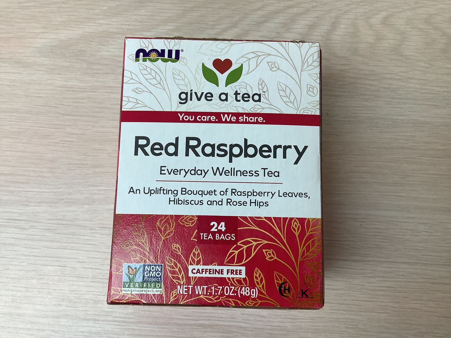 NOW RED RASPBERRY TEA 24 BAGS