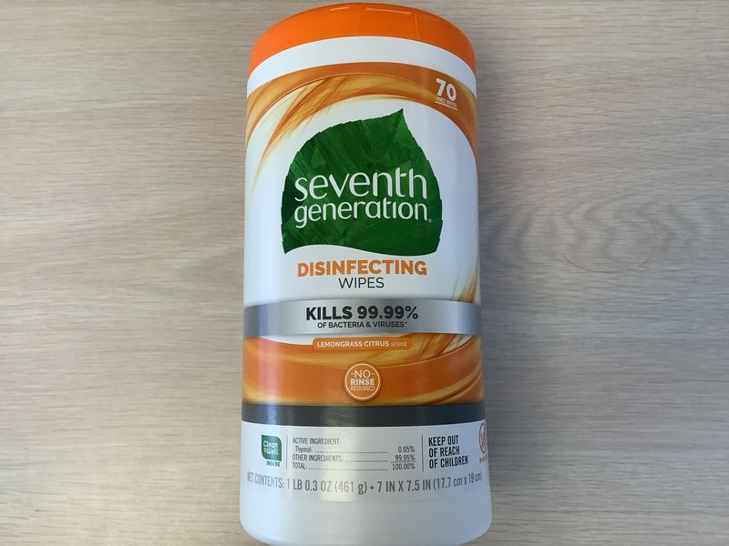 SEVENTH GENERATION Disinfecting Wipes Lemongrass Citrus 70ct