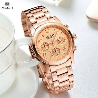 MEGIR Luxury Quartz Women Watches Relogio Feminino Fashion Sport Wristwatch Lady Business Watch Clock Top Brand Chronograph 2057