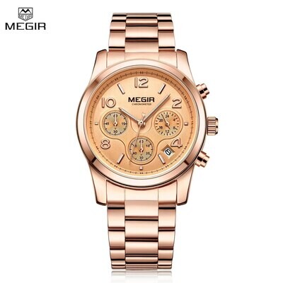MEGIR Luxury Elegant Women Watch Stainless Steel Ladies Quartz Wristwatch Fashion Female Watches Casual Femme Relogio 2057