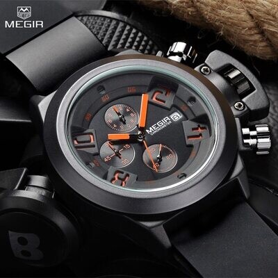 MEGIR Men Watches Luxury Fashion Sport Military Chronograph Luminous Date Quartz Wristwatch Clock Big Dial Relogio Masculino