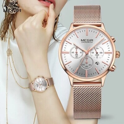 MEGIR Brand Luxury Women Watches Fashion Quartz Ladies Watch Sport Relogio Feminino Wristwatch Waterproof Dress Clock 2011