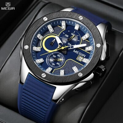 MEGIR Men Sport Military Watch Luxury Luminous Chronograph Quartz Watches Clock Calendar Waterproof Wristwatch Relogio Masculino