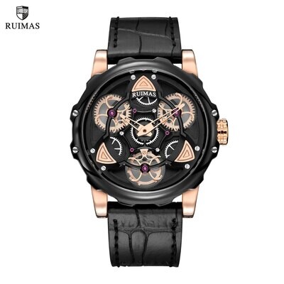 RUIMAS Relogio Masculino Fashion Leather Strap Big Dial Sports Quartz Watches for Men 3ATM Waterproof Casual WristWatch Clock 526