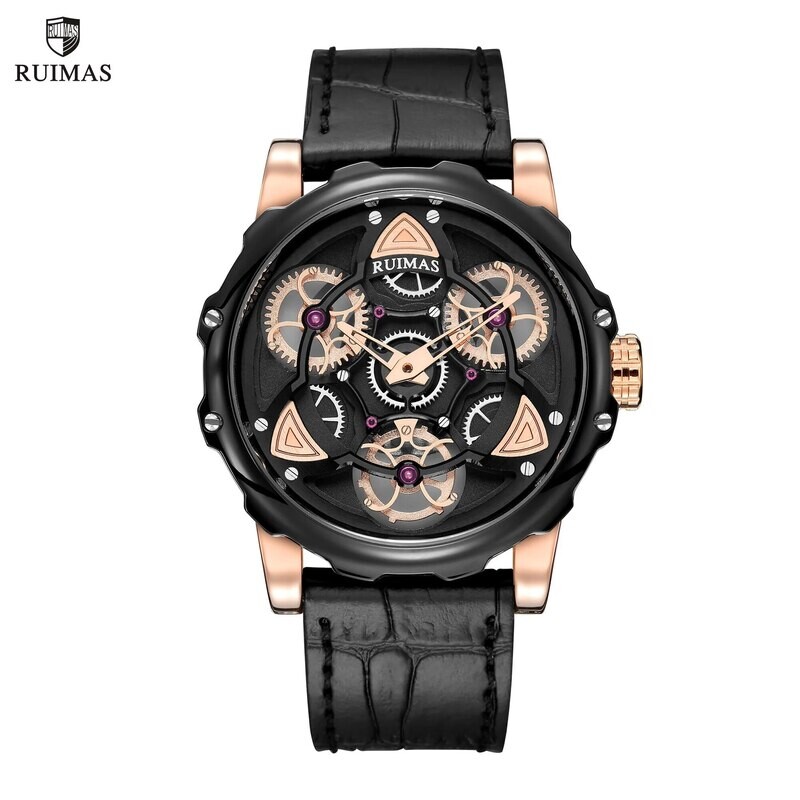 RUIMAS Relogio Masculino Fashion Leather Strap Big Dial Sports Quartz Watches for Men 3ATM Waterproof Casual WristWatch Clock 526