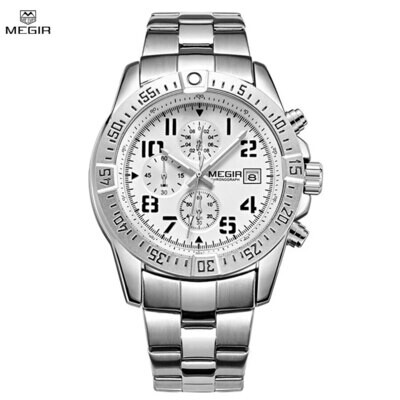 MEGIR Men's Business Quartz Watches Top Luxury Brand Casual Wristwatch Waterproof Date Clock Stainless Steel Man Chronograph