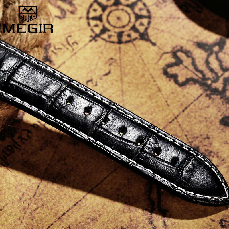 MEGIR Original Watch Strap Accessories Leather Silicone Stainless Steel Canvas, Band Color: Leather Strap, Band Width: Pls send strap photo