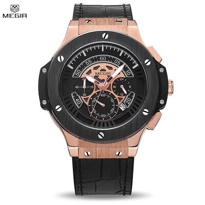 MEGIR Relogio Masculino Leather Strap Sport Watches Men Fashion Casual Quartz WristWatches Waterproof Male Clock Montre Homme
