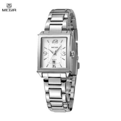 MEGIR White Women's Watches Top Brand Luxury Waterproof Woman Watch Bracelet Fashion Stainless Steel Band Wrist Watch for Women