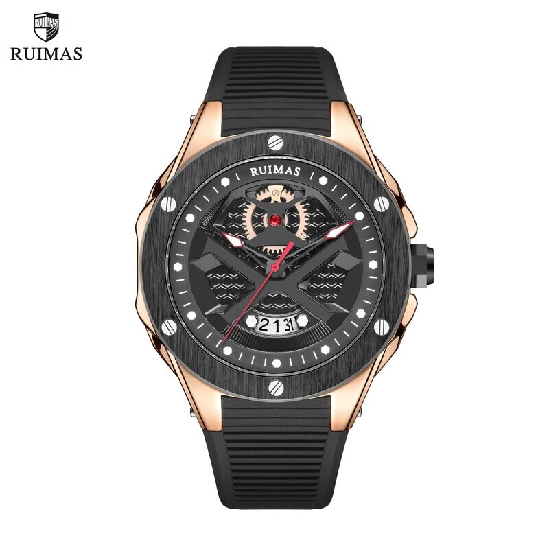 RUIMAS Brand Fashion Sport Watches for Men Quartz Silicone Band Wrist Watch Date Waterproof Wristwatches Clock Relogio Masculino 546