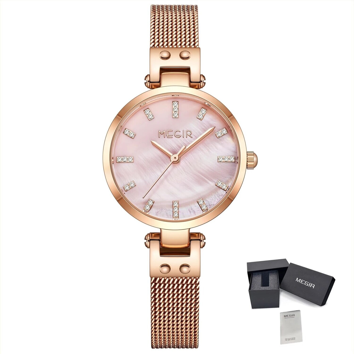 MEGIR Watches for Women Top Brand Fashion Ladies Wristwatch Waterproof Female Quartz Luxury Watch Montre Femme, Color: Pink Rose