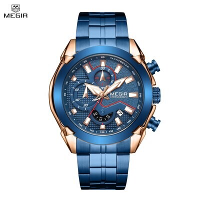 MEGIR Fashion Men Watches Luxury Business Watch for Men Stainless Steel Quartz Wrist Watch Calendar Date Clock Reloj Hombre 2065