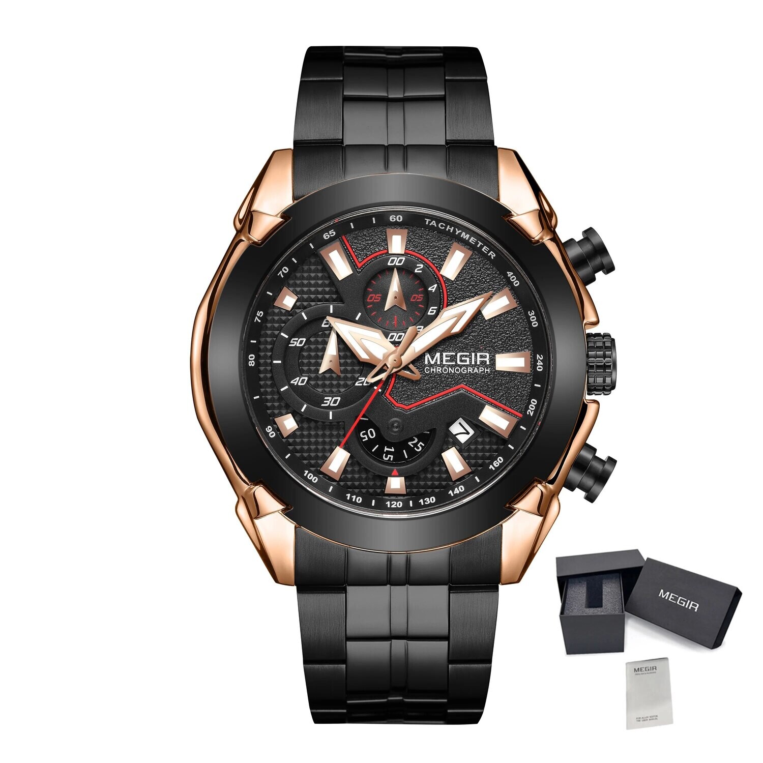 MEGIR Fashion Men Watches Luxury Business Watch for Men Stainless Steel Quartz Wrist Watch Calendar Date Clock Reloj Hombre 2065