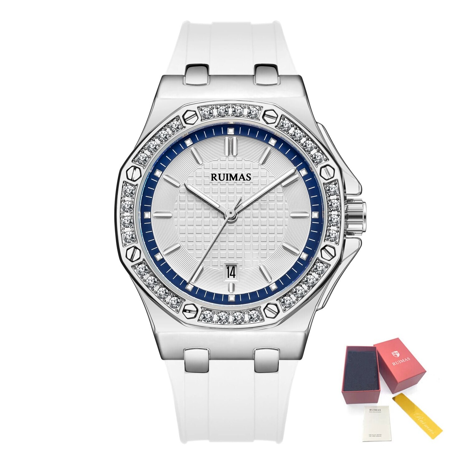 RUIMAS Women Bracelet Quartz Watches Luxury Fashion Ladies Diamond Large Dial Female Elegant Wristwatches Clock Montre Femme, Color: WHITE