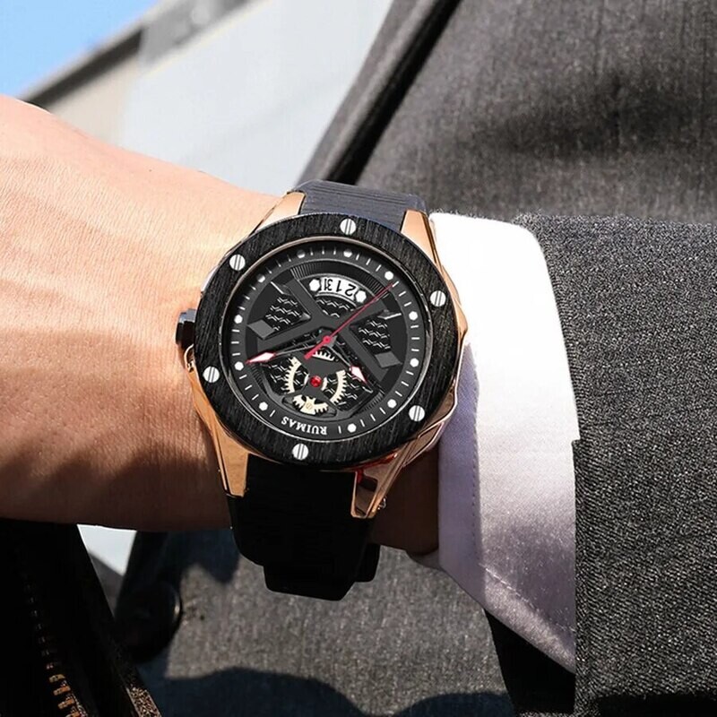 RUIMAS Brand Fashion Sport Watches for Men Quartz Silicone Band Wrist Watch Date Waterproof Wristwatches Clock Relogio Masculino 546