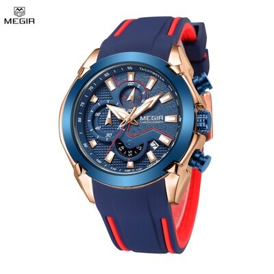 MEGIR Fashion Men's Watches Silicone Military Sport Watch Waterproof Date Chronograph Clock Wrist Watch Relogio Masculino 2065