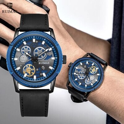 RUIMAS Relogio Masculino Luxury Leather Band Quartz Wristwatch Men Big Dial Moda Watches Waterproof Sport Military Reloj Hombre
