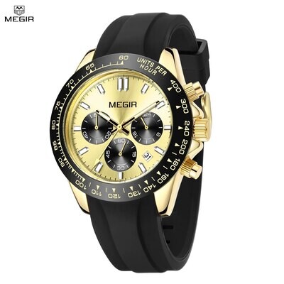 MEGIR Sports Mens Watches Top Brand Men Luxury Military Quartz Watch Silicone Luminous Chronograph Man Clock Wrist Watch 8104