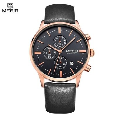 MEGIR Sport Watch for Men Luxury Waterproof Quartz Clock Leather Wristwatch Luminous Military Watches Calendar reloj hombre 2011