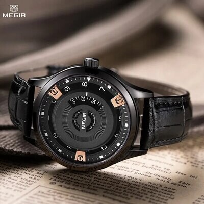 MEGIR Mens Watches Top Brand Luxury Leather Sport Military Watches Male Clock Waterproof Fashion Casual Quartz Wristwatch 1067