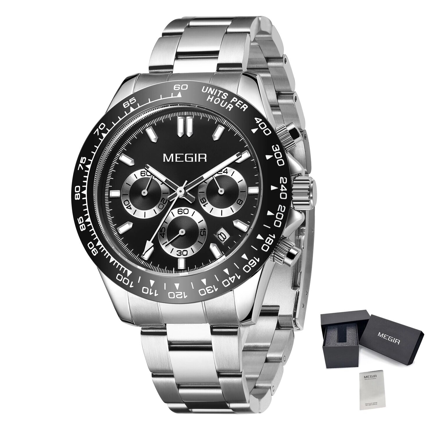 MEGIR Fashion Men Business Watches Stainless Steel Quartz Watch Top Brand Luxury Casual Wristwatch Waterproof Clock Reloj Hombre