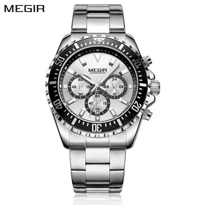 MEGIR Business Watches Men Luxury Quartz Luminous Wristwatch Waterproof Stainless Steel Male Date Wrist Watch Reloj Hombre 2064