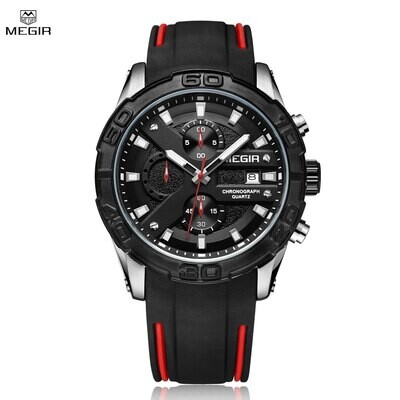 MEGIR Fashion Sport Men Watch Relogio Masculino Brand Silicone Army Military Watches Clock Man Quartz Wrist Watch Hour Time Saat