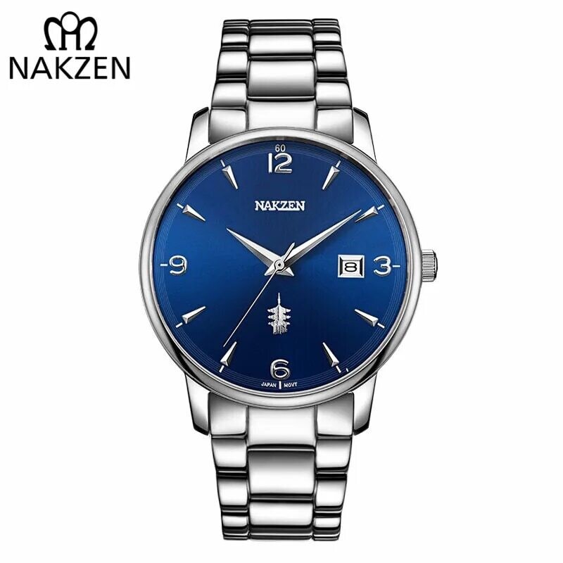 NAKZEN Male Casual Commerce Cool Watch Simple Wrist Watch Brand Luxury Men Quartz Watches Stainless Steel Waterproof Clock Gift