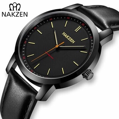 NAKZEN Men Watches Brand Quartz Genuine Leather Strap Minimalist Analogue Wristwatches Waterproof High Quality Relogio Masculino