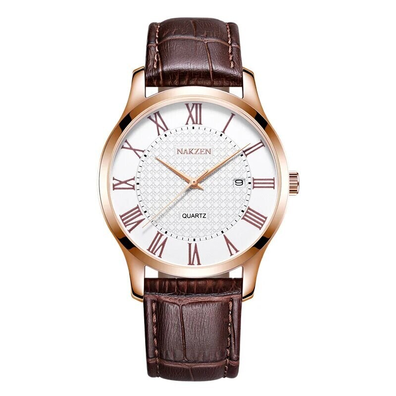 NAKZEN Brand Luxury Cool Men Quartz Watch Gentleman Retro Leather Waterproof Watches Sapphire Movement Male Dress Wristwatch