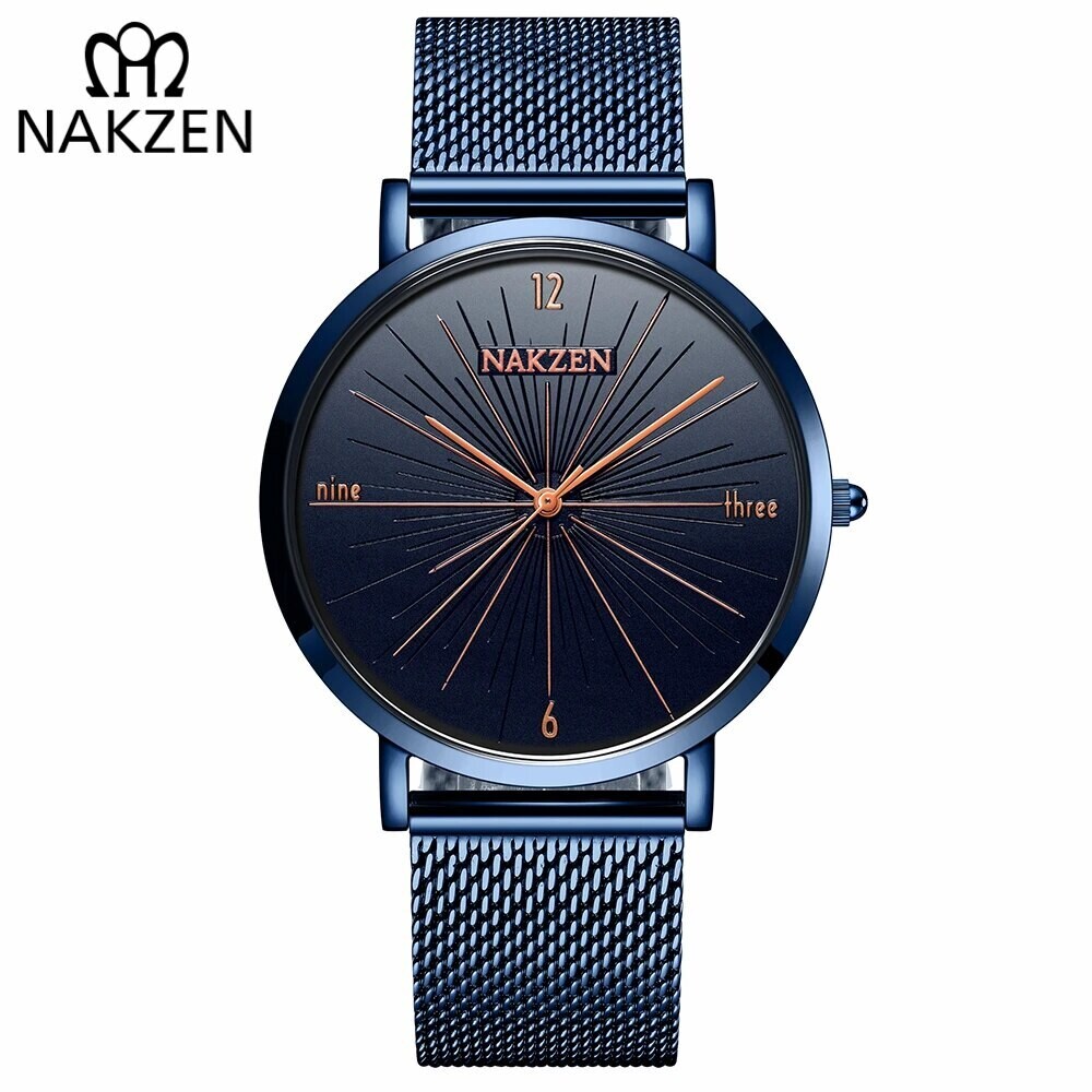 relogio masculino NAKZEN Brand Luxury Watches Men Fashion Creative Casual Analog Retro Stainless Steel Strap Quartz Watch