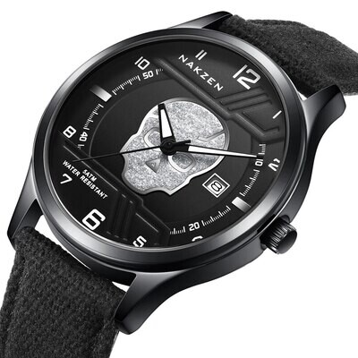 NAKZEN 2019 New Mens Watches Top Brand Luxury Fashion Skull Quartz Watch Waterproof Leather strap Luminous relogio masculino