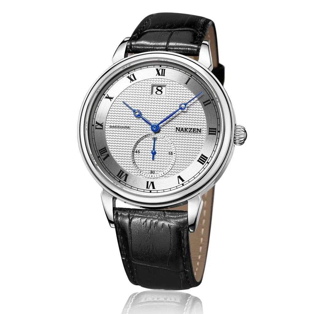 NAKZEN Classic Men Watch Top Brand Luxury Function Date Leather Sport Watches Male Business Quartz WristWatch Relogio Masculino, Color: black