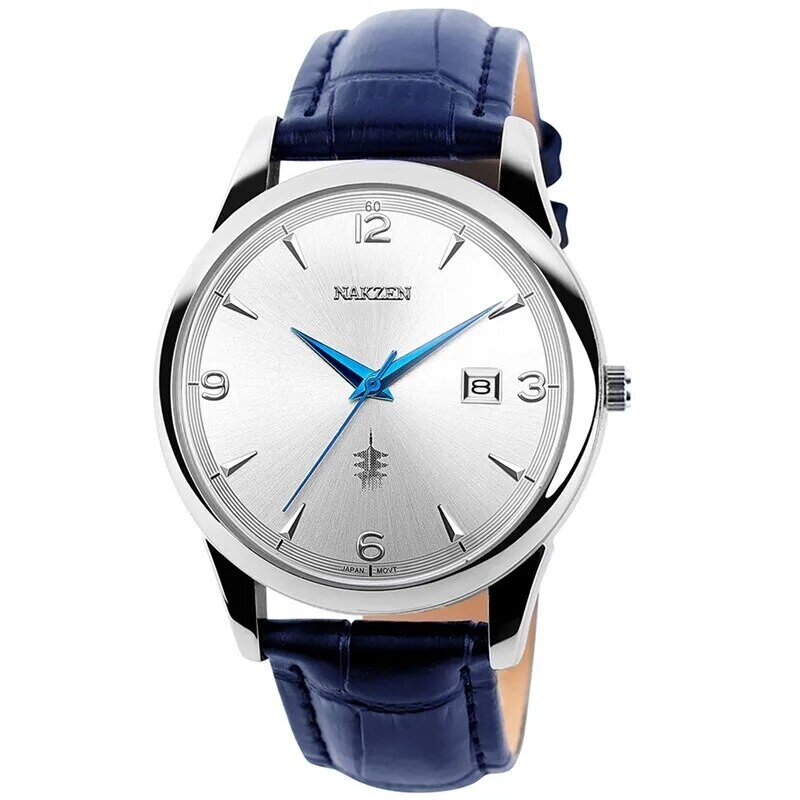NAKZEN New Fashion Mens Watches Stainless Steel Top Brand Date Clock Waterproof Luxury Sports Quartz Watch Men Relogio Masculino, Color: Blue and white