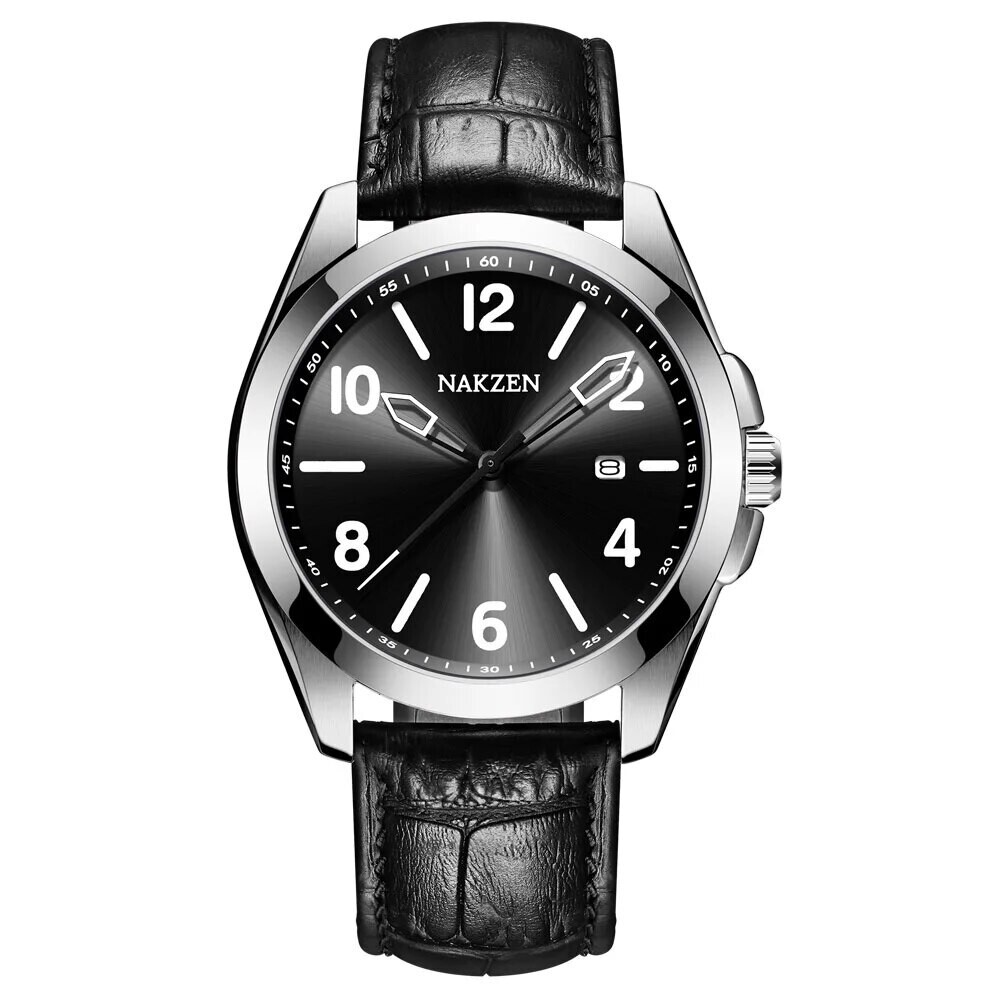 NAKZEN Brand Luxury Quartz Men Watch Sapphire Crystall Luminous Hands Steel Shell Casual Sport Wristwatch Gift Relogio Masculino, Color: black