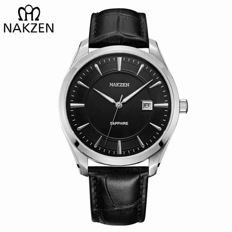 NAKZEN 2020 New Men&#39;s Watches Top Brand Luxury Quartz Watch Men Leather Waterproof Military Watch Man Clocks Relogio Masculino, Color: black